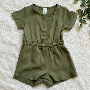 Old Navy Baby Romper 3-6M Olive Green Button Front Summer Outfit